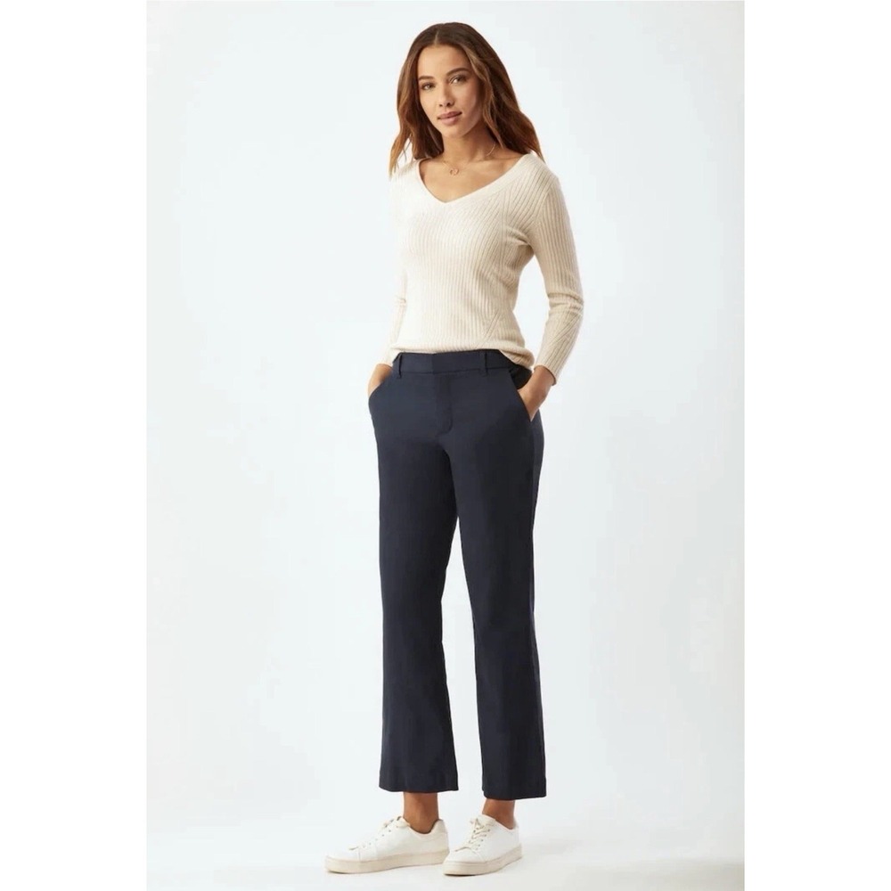 Ecru The Mitchell Project Pants Women's Size 12 Stills Cropped Navy Flare NWOT